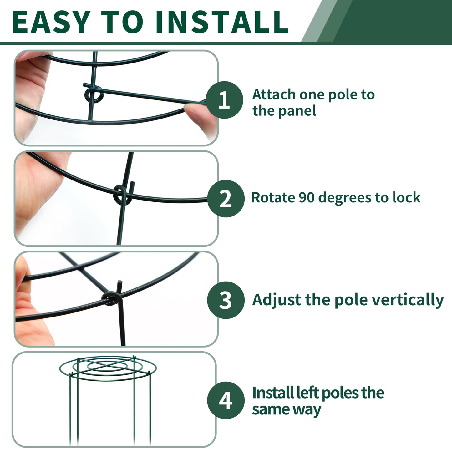 SYITCUN Peony Cages and Supports, 10x16 Inch 4-Pack Compact Metal Plant Cages, 3mm Green Powder Coated Garden Stake for Peonies, Roses, Dahlias
