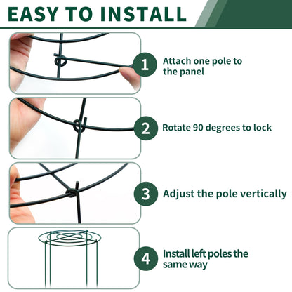 SYITCUN Peony Cages and Supports, 10x16 Inch 4-Pack Compact Metal Plant Cages, 3mm Green Powder Coated Garden Stake for Peonies, Roses, Dahlias