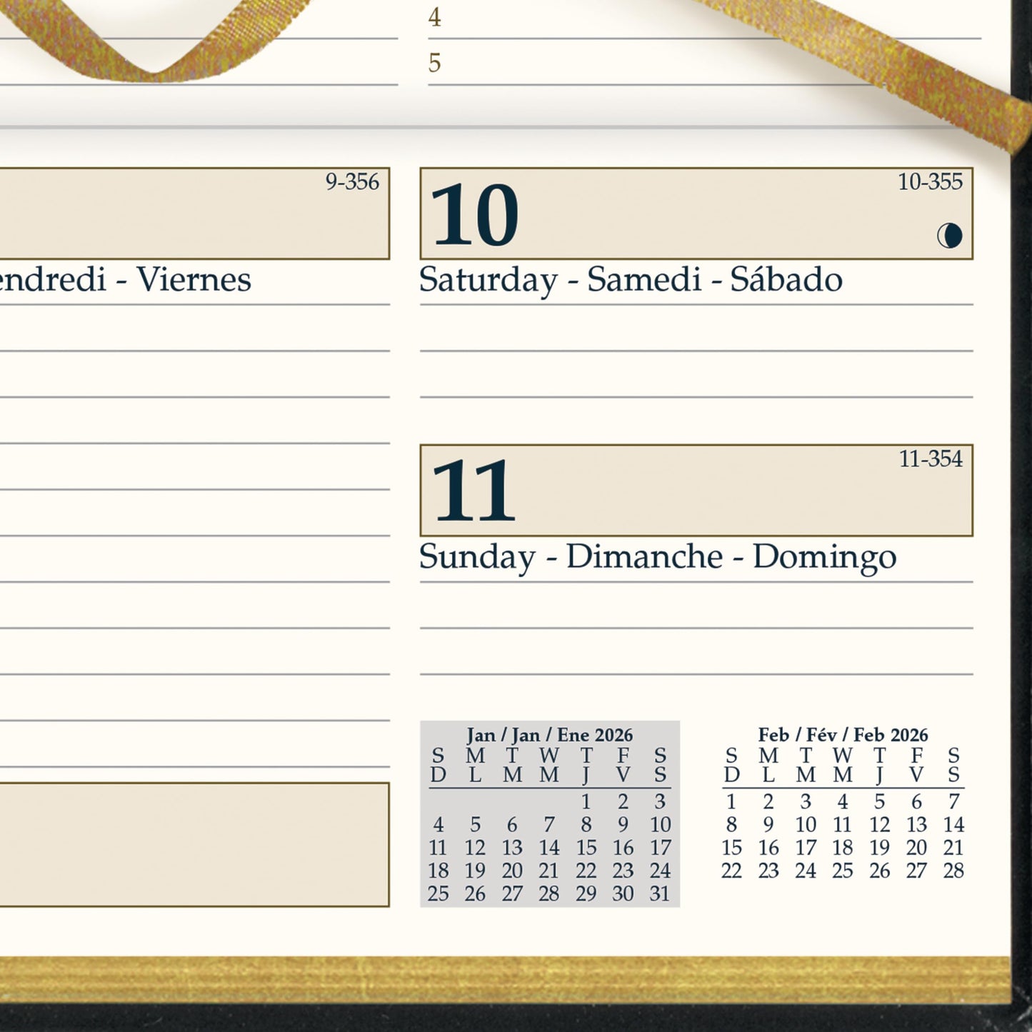 Brownline® 2026 Executive Weekly Pocket Planner, Appointment Book, 12 Months, January to December, Horizontal, Sewn Binding, 6.75" x 3.1875", Black, Trilingual (CBE306-26)