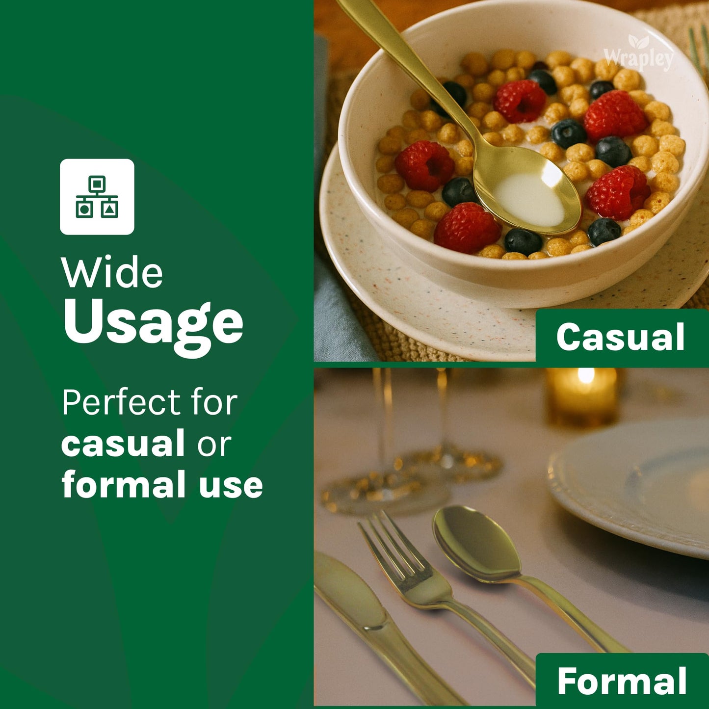 Disposable Gold Plastic Silverware Set – 120-Piece Disposable Plastic Cutlery Set with 40 Forks, 40 Spoons, and 40 Knives – Golden Cutlery Set for Parties, Weddings, and Events – 120 Units, 40 Each