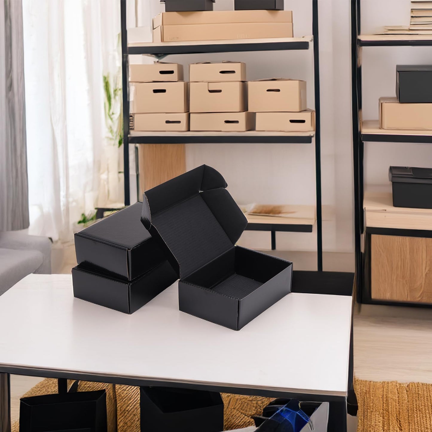 Rempry 6x4x2 Inches Black Shipping Boxes, 20 Pack Small Business Corrugated Cardboard Mailer Boxes for Shipping Packaging, Gifts Wrap Boxes with Lids