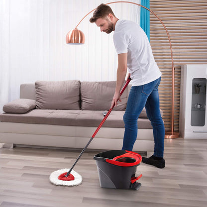 4 Pack Spin Mop Replacement Head with 1 Rotating Mop Base, EasyWring Mop Refills Compatible with Vileda Mop Replace Head, 100% Microfiber Mop Refill, Deep Cleaning Machine Washable and Easy to Replace