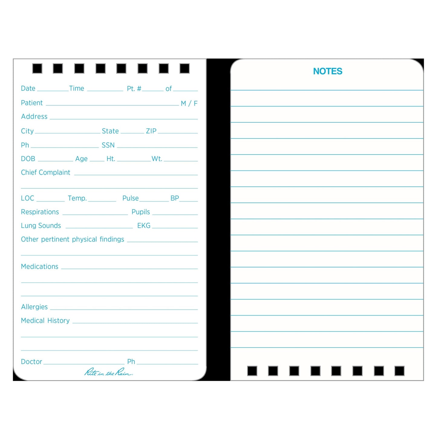 Rite in the Rain Weatherproof EMS Notebook, 3" x 5", Yellow Cover, Vital Stats Pages, 3 Pack (No. 112-3)