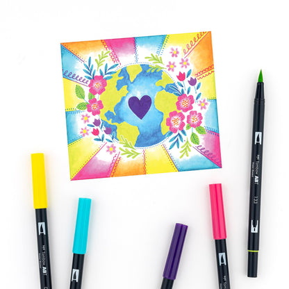 Tombow 56185 Dual Brush Pen Art Markers, Bright, 10-Pack