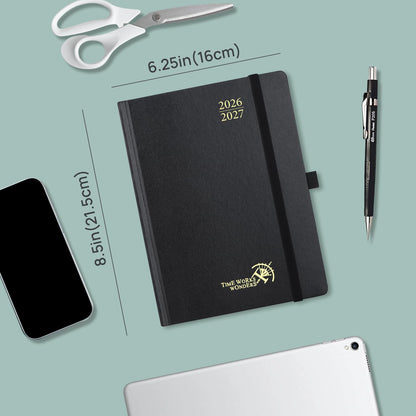 POPRUN Monthly Planner 2026-2027 (6.25" x 8.5"), 18-Month Calendar Book (Jul.26 - Dec.27), Academic Calendar Planner with Monthly Tabs, Inner Pocket, Hard Cover, 100GSM Paper - Pacific Green