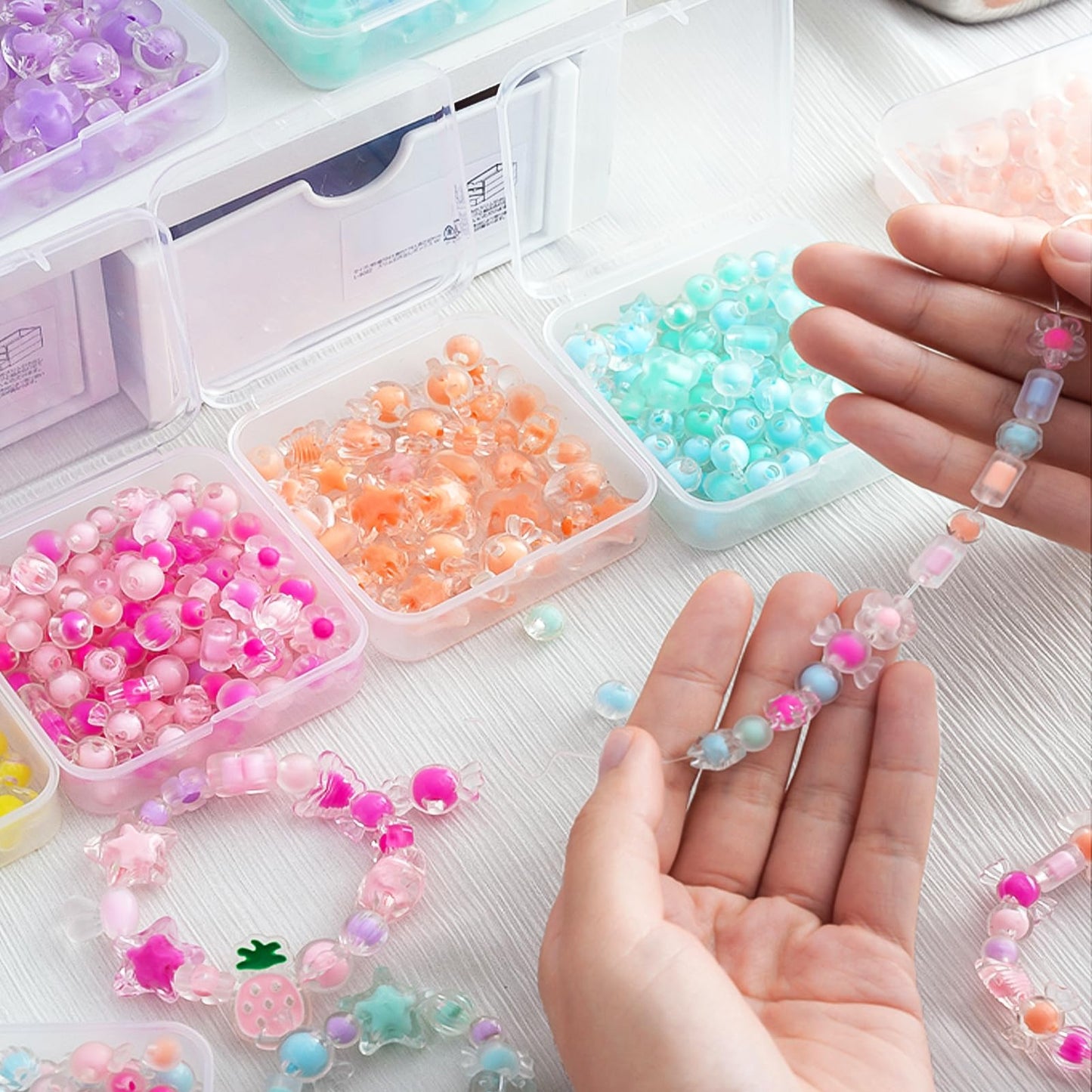 DILIBRA Bead Organizer Box, 46 Pcs Small Bead Organizers and Storage Plastic Cases, Mini Clear Craft Storage Containers Boxes with Hinged Lid for Diamond Painting Accessories, Jewelry, DIY Crafts