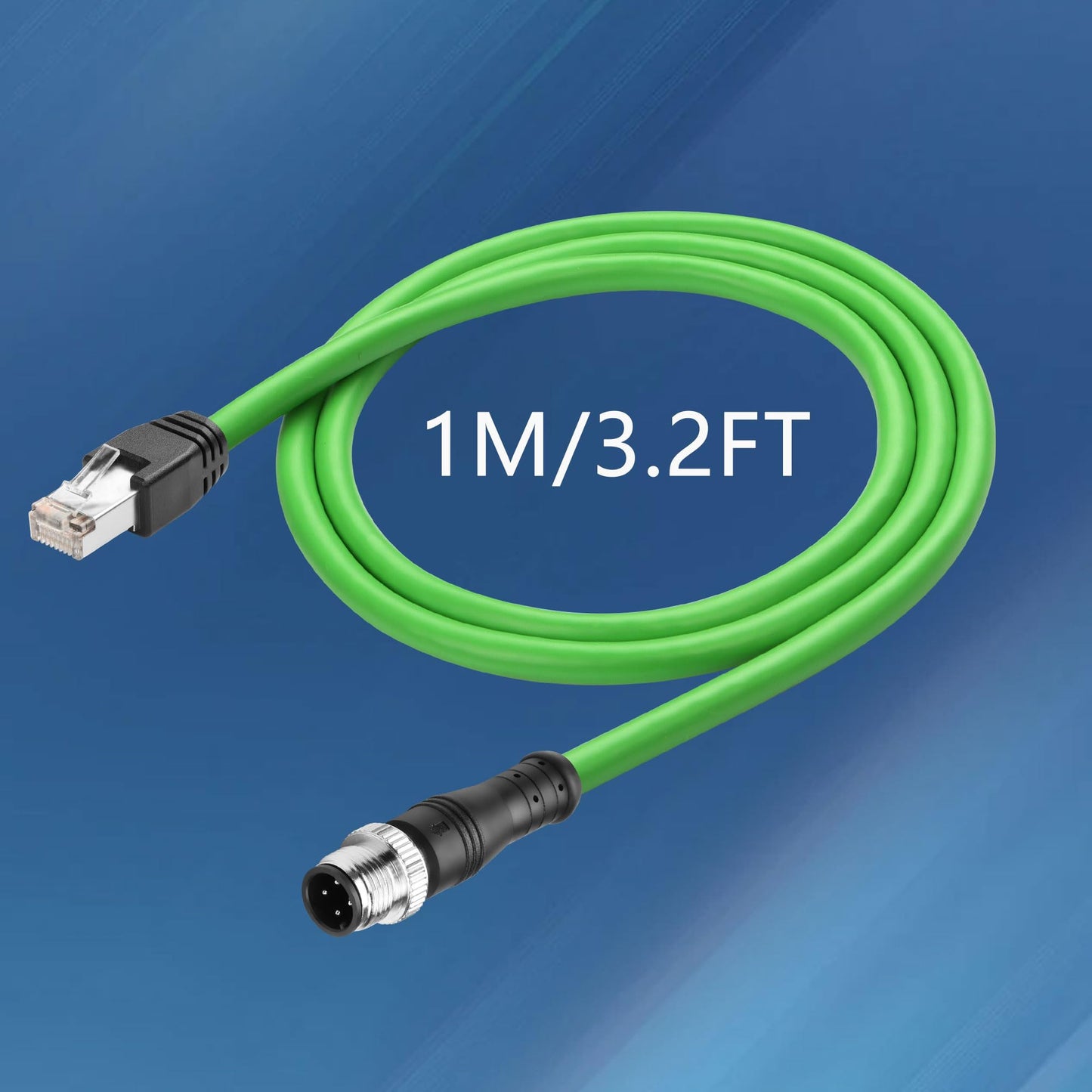 CERRXIAN M12 to RJ45 Ethernet Cable, M12 4 Pin D Code Male to RJ45 Male Cat5e Industrial Ethernet Shielded Cable SFTP 4PR 26AWG 3.2Ft