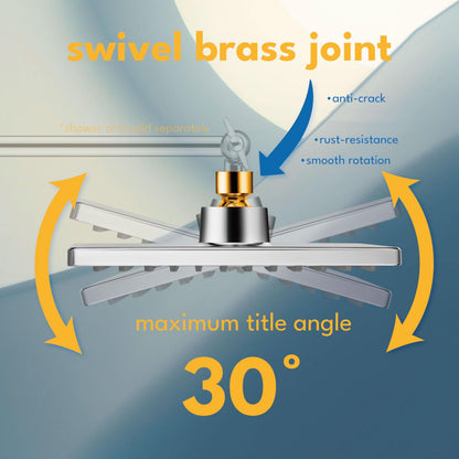 Singing Rain 8'' Fixed Rain Shower Head- Rainfall- Super Dense 120+ Nozzles Jet- Luxury Modern Look– Square Chrome Angle Adjustable Shower Head Replacement