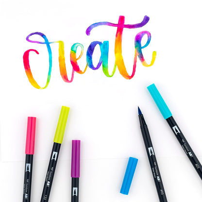 Tombow 56185 Dual Brush Pen Art Markers, Bright, 10-Pack