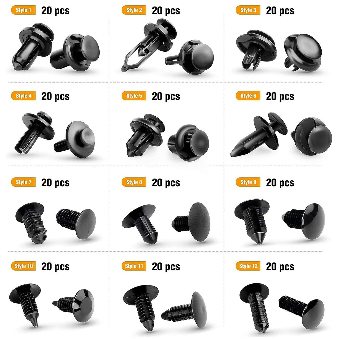 Quathech 240 Retainer clips+5 fastener Remover Car Plastic Rivets Fasteners Push Retainer Kit Most Popular Sizes Auto Push Pin Rivets Set Door Trim Panel Fender Clips for GM Ford Toyota Honda Chrysler
