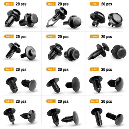 Quathech 240 Retainer clips+5 fastener Remover Car Plastic Rivets Fasteners Push Retainer Kit Most Popular Sizes Auto Push Pin Rivets Set Door Trim Panel Fender Clips for GM Ford Toyota Honda Chrysler
