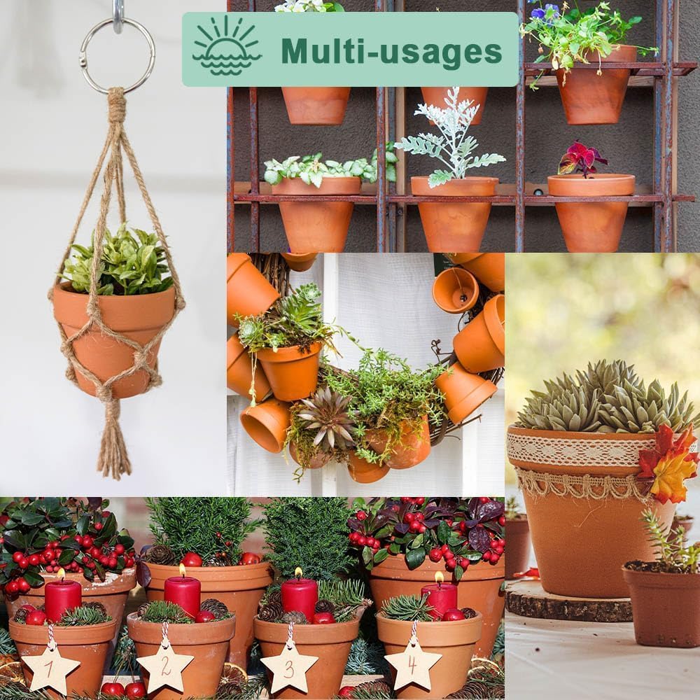 vensovo 6 Inch Clay Pot for Plant with Saucer - 4 Pack Large Terra Cotta Plant Pot with Drainage Hole, Flower Pot with Tray, Terracotta Pot for Indoor Outdoor Plant