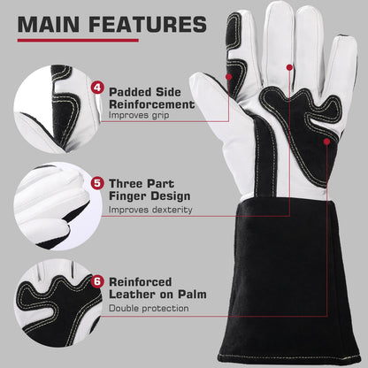 ARCCAPTAIN Tig Welding Gloves Premium Goatskin Grain Leather, Dexterity, Comfort, Duralble Tig Gloves for Work Protection