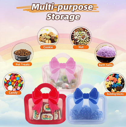 PABCK 30 Pcs Plastic Party Favor Gift Bags Treats Birthday Goodie Bags 10.24x9.45 inch(26x24 cm) Candy Cookies Snack Small Toys Packaging Handle Bag Resealable Stand Up Reusable for Wedding Christmas
