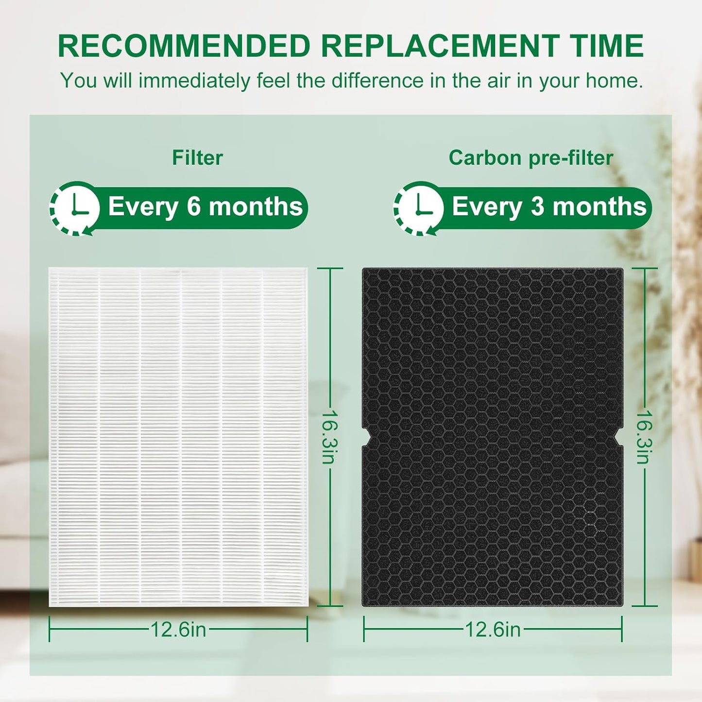 116130 Replacement filters Compatible with Winix 5500-2 Air Purifier, For Winix 116130 Replacement Filter,1 set contains 1 filter and 1 pack of activated carbon filters.