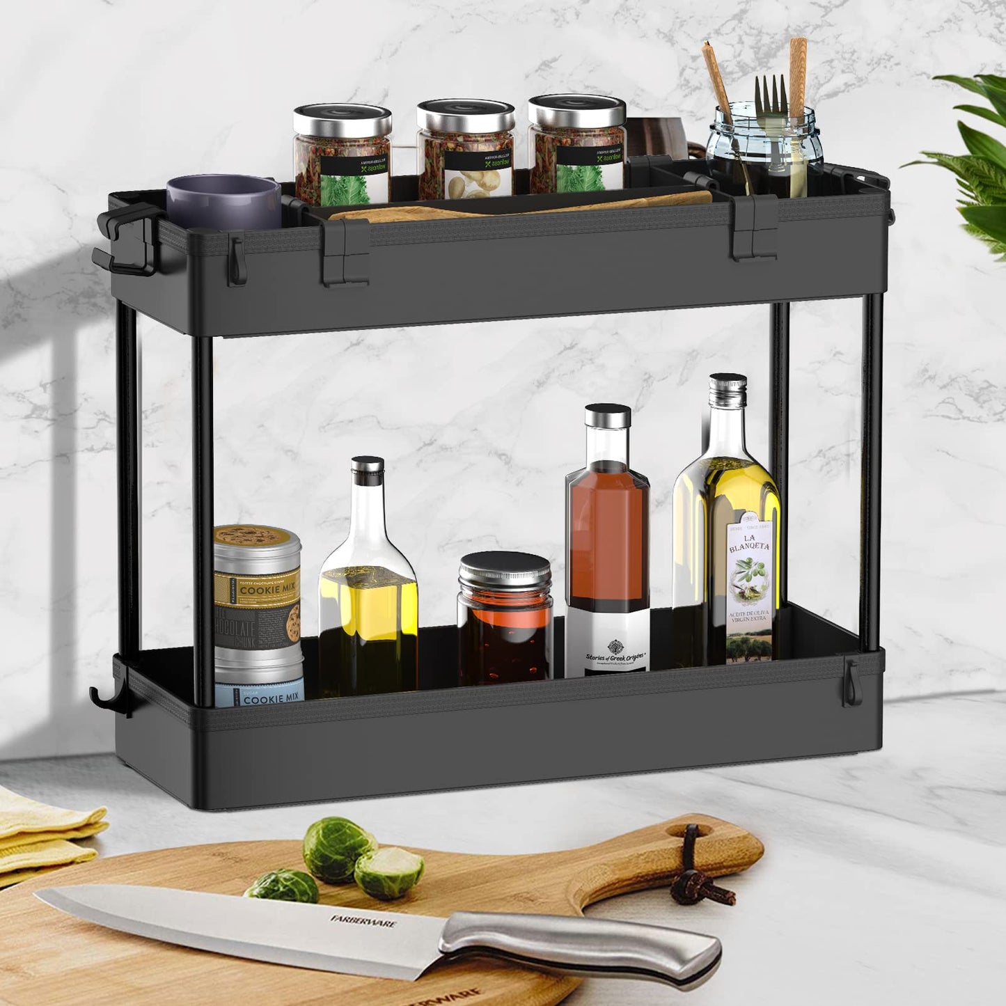 SPACELEAD Slim Storage Cart,3 Tier Bathroom Rolling Utility Cart Storage Organizer Slide Out Cart, Mobile Shelving Unit Organizer Trolley for Office Bathroom Kitchen Laundry Room Narrow Places, Black