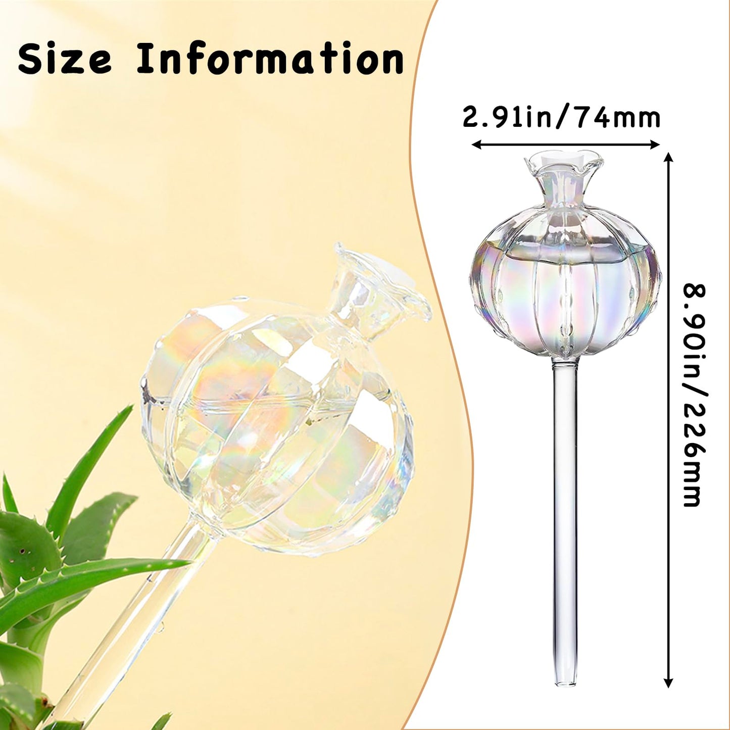 Solaroxy 4 PCS Self Plant Watering Globes Insert, Clear Glass Watering Bulbs with Removable Sealing Plug, Plant Waterer for Indoor & Outdoor Plants Flowers (5 oz)