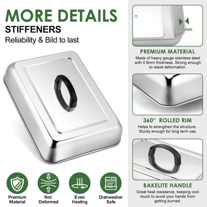 1Piece 13 x 9.8 Basting Cover for Griddle, Joyfair Rectangular Cheese Melting Dome, Stainless Steel Melt Lid for Outdoor Flat Top Grill, Heat-Resistant Handle & Dishwasher Safe (No Vent)