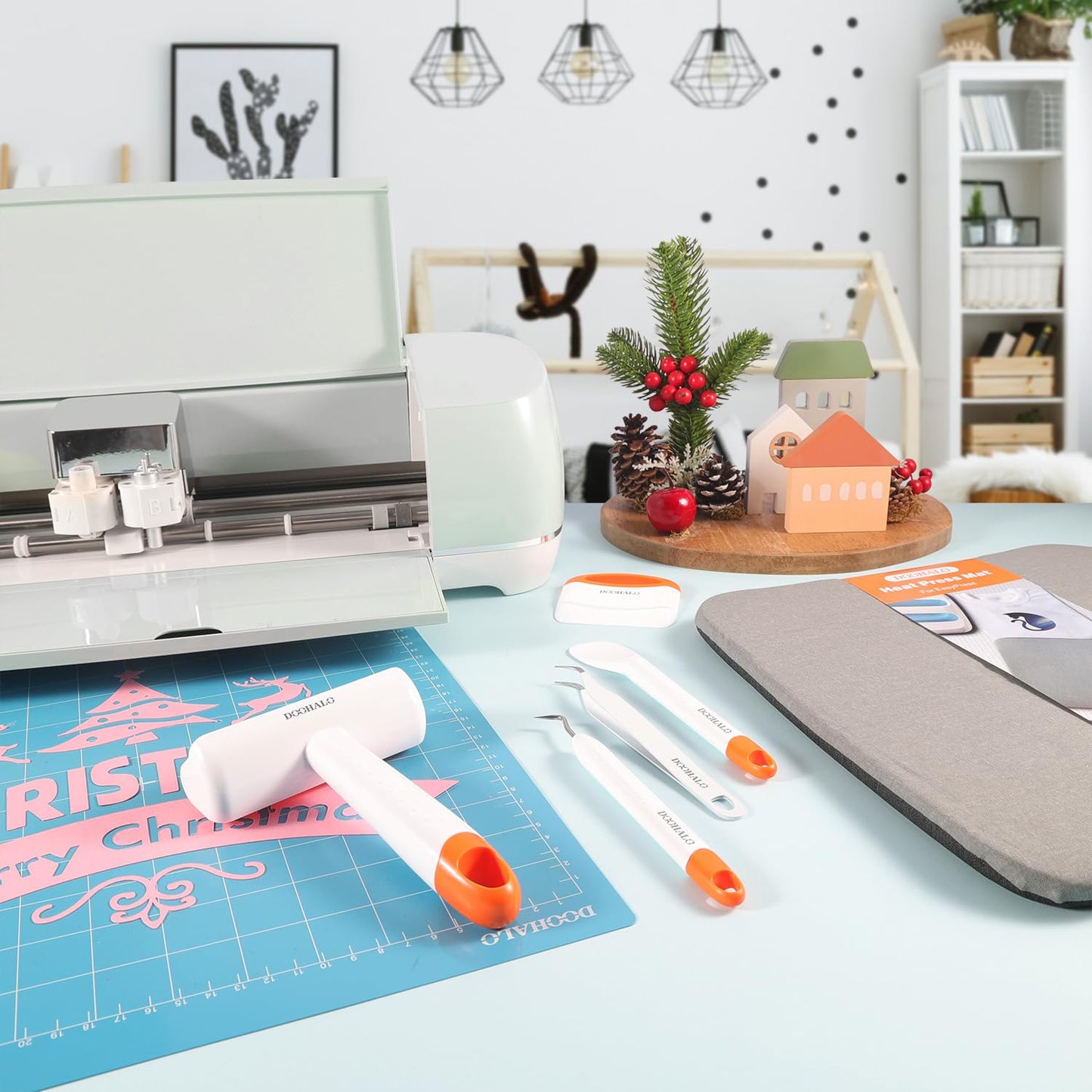 DOOHALO Brayer Roller Vinyl Weeding tools for Cricut Tools Crafting Basic Accessories Set Kit for Silhouette Weeding scraper spatula tweezers scissors basic tools bundle for sewing