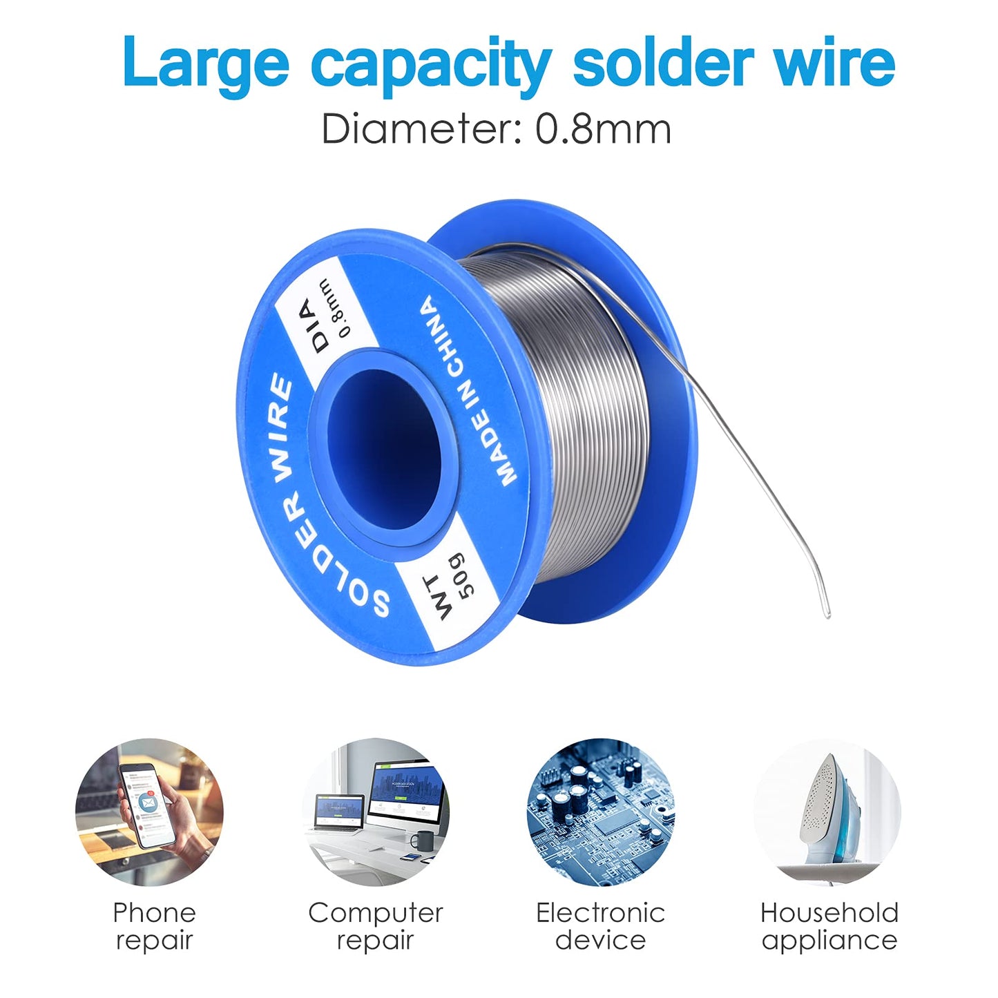 Soldering Iron Kit Electronics, 60W Soldering Welding Iron Tools with ON-Off Switch, 5pcs Soldering Iron Tips, Solder Sucker, Soldering Iron Stand, Tweezers, Solder Wire, Wire Cutter, PU Carry Bag