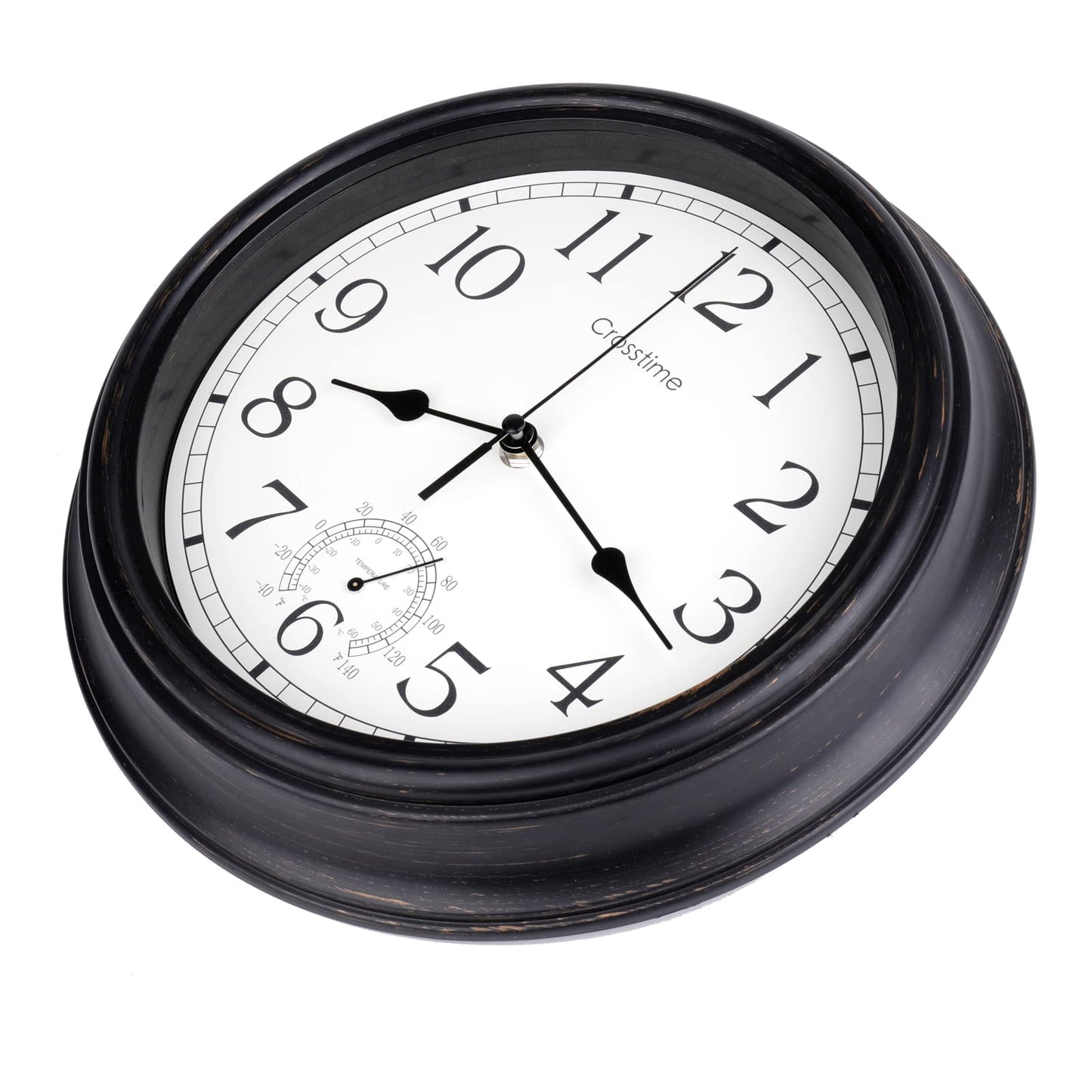 12 Inch Outdoor Clock Waterproof with Thermometer Combo, Retro Indoor Outdoor Wall Clocks for Patio Pool Garden Bahtroom Home Decor, Bronze