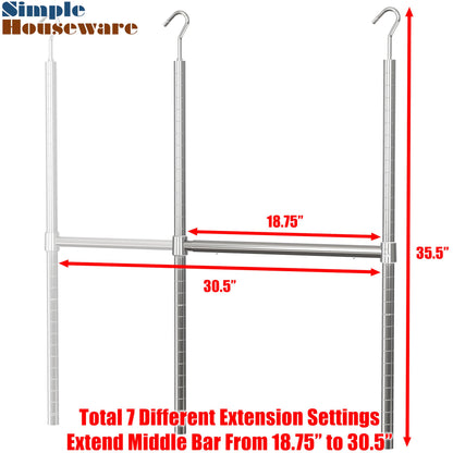 SimpleHouseware 18 to 30 Inch Adjustable Closet Hanging Rod, Chrome