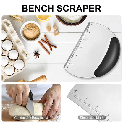 Silicone Baking Mats, Cookie Cutters, Pastry Cutter, Dough Scraper, Stainless Steel Dough Blender & Biscuit Cutter Set, Dough Cutter Baking Pastry Mat Dough Blender Tools (5 Pcs/Set)