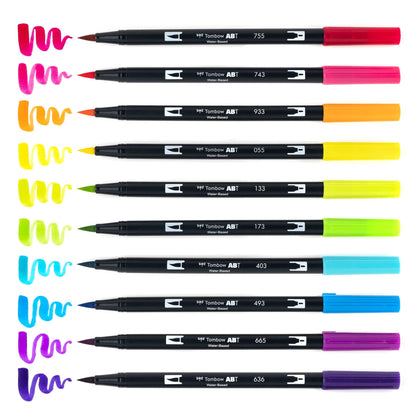 Tombow 56185 Dual Brush Pen Art Markers, Bright, 10-Pack