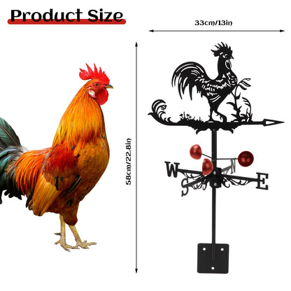 Qivine Rooster Weather Vane Roof Mount, Metal Weathervane Chicken Wind Vane Wind Direction Indicators Weather Vane Ornament for Shed Farmhouse Yard Patio Decor