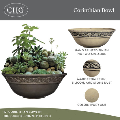Corinthian Bowl 12" Planter, Ivory Ash