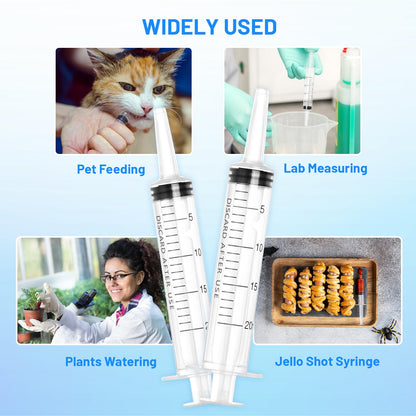 20ml Plastic Syringe with Cap, Large Syringes without Needle for Liquid, Scientific Labs, Measurement, Pet Feeding ,Ink Refilling ,Oil or Glue Applicator, Individually Wrapped (30 Pack)