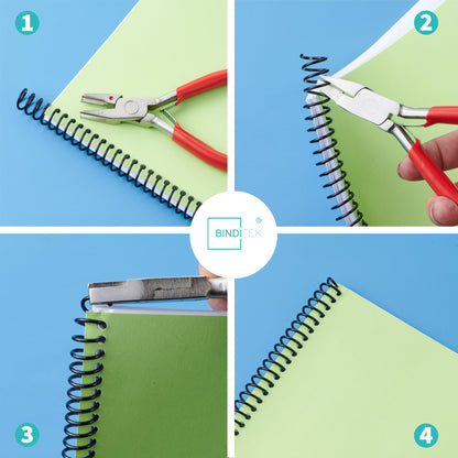 Binditek 100 Pack Plastic Spiral Binding Coils, Multi Size (6mm, 8mm, 10mm, 12mm) (1/4", 5/16", 3/8", 1/2"), 4:1 Pitch, Black, for Students and Coworkers