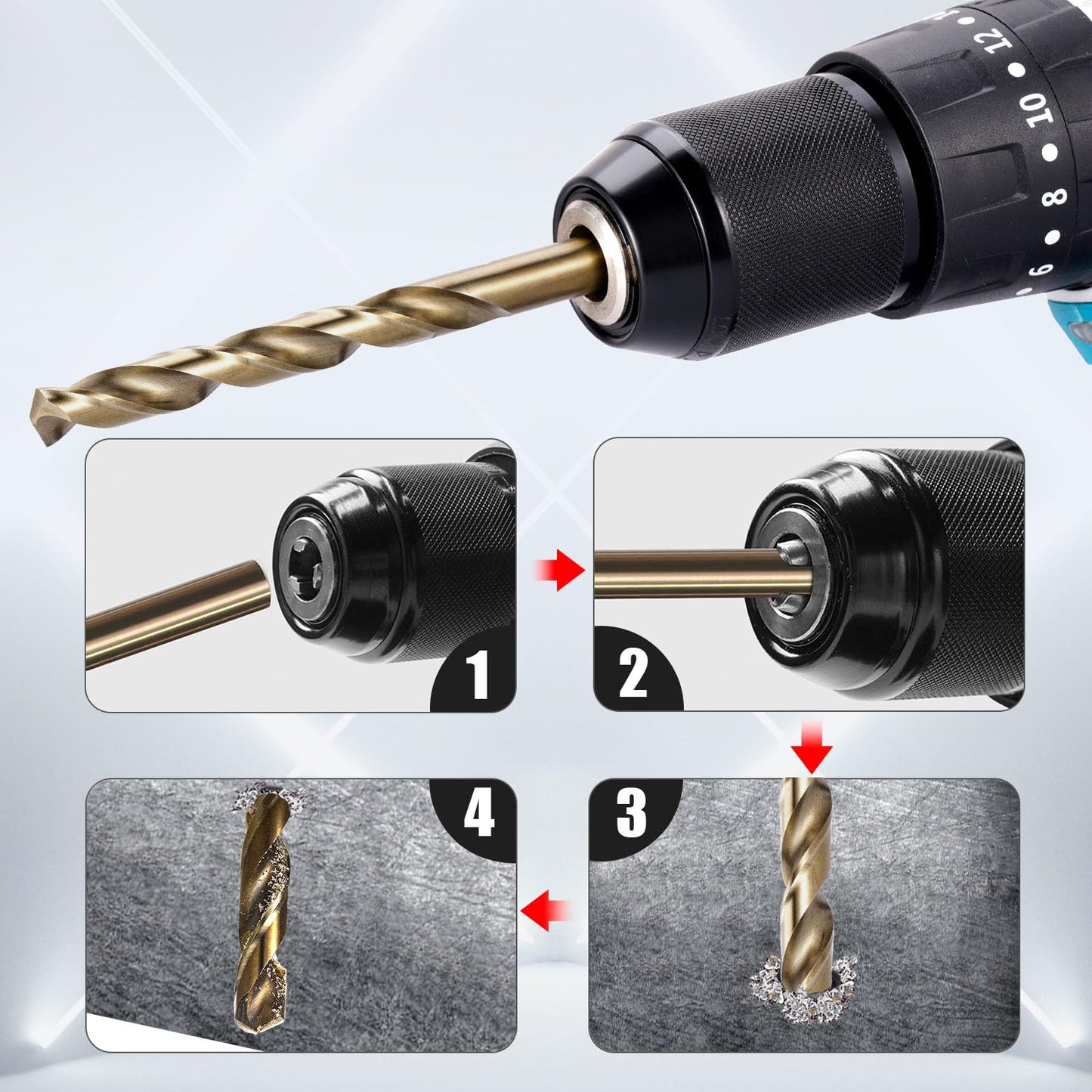 Sinyeenglon Cobalt Drill Bit Set for Hardened Metal and Stainless Steel, 21Pcs M35 High Speed Steel Twist Jobber Drill Bits 1/16"-3/8", with Metal Index Storage Box