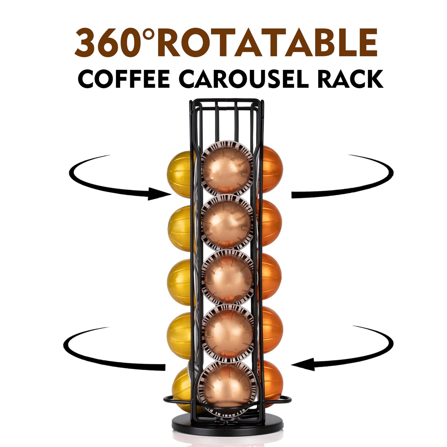 RECAPS Rotary Coffee Pods Holder Stand Compatible with Nespresso Vertuoline Capsules, Hold 20 Vertuo Coffee Pods Organizer with 360 Degree.