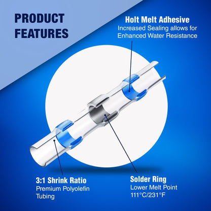 New Age America® 450pcs KableSeal™ Solder Seal Wire Connector Kit | AWG 26-10 | Marine Grade & IP67 Water Proof | Color Coded | Self Soldering Wire Terminals | Wire Terminals | w/Case | UL Certified