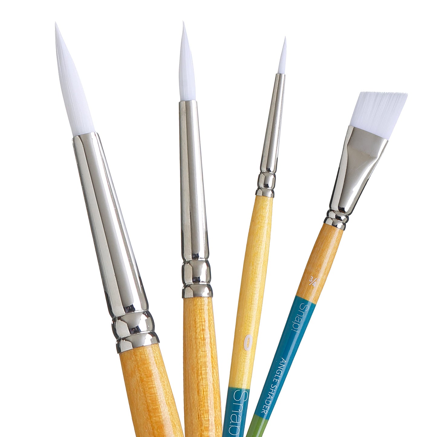 Princeton Snap White Synthetic Paint Brush Set for Acrylic and Watercolor, Includes 4 Paint Brushes