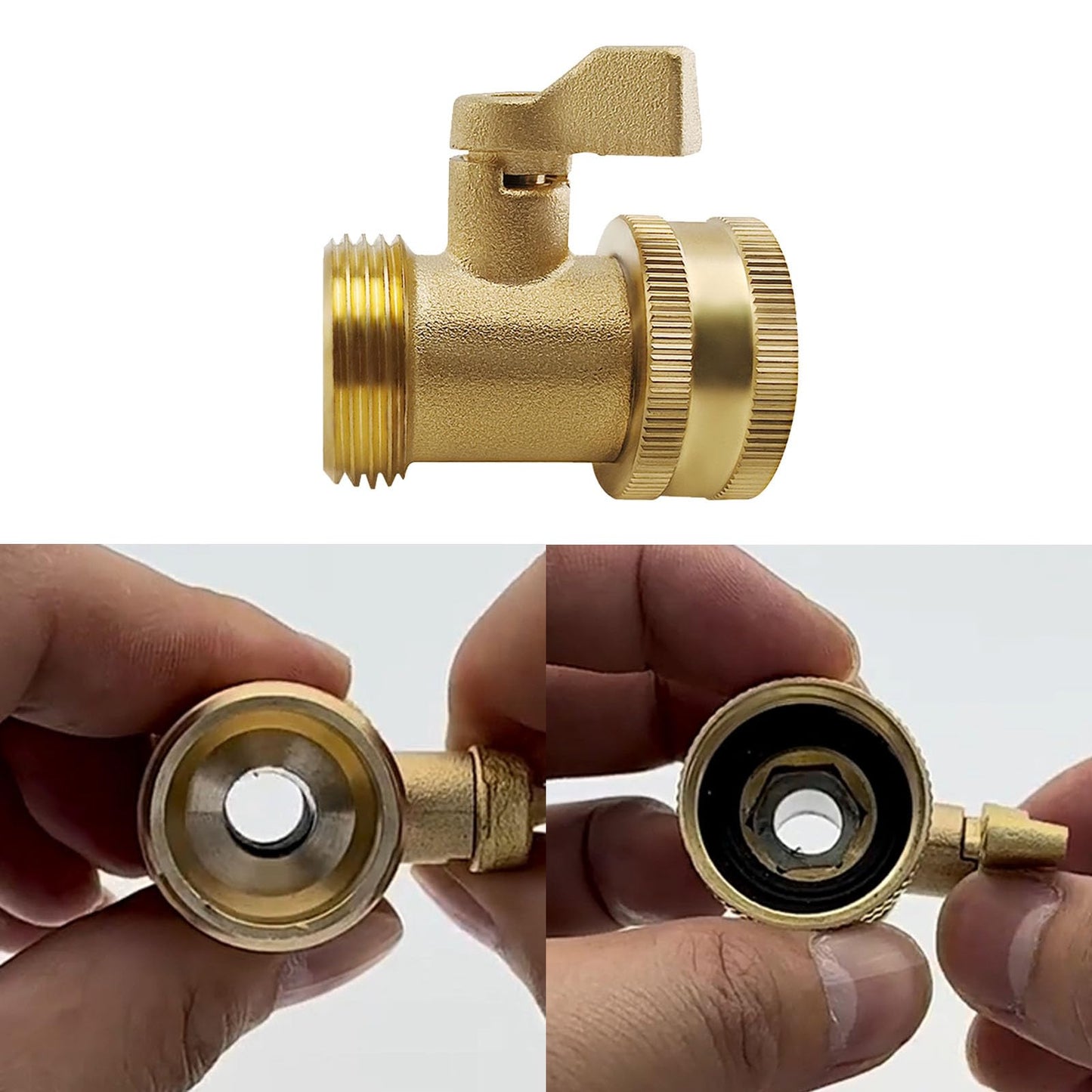 Water Hose Shut Off Valve,4 Pcs Heavy Duty 3/4 Inch Solid Brass Garden Hose Connector,Brass Garden Hose Shut Off Valve with 4 Pcs Rubber Washers