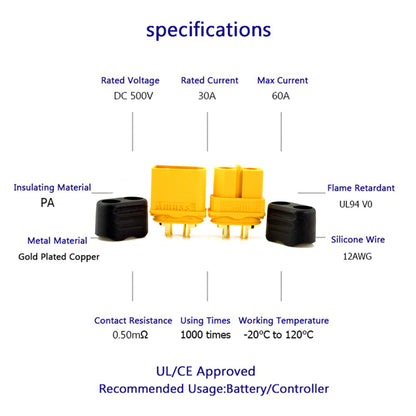Amass 20 Pair XT60H Bullet Connector Plug Upgrated of XT60 Sheath Female & Male Gold Plated for RC Parts … … …