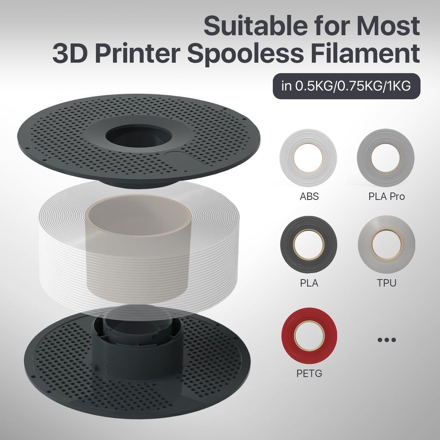 Detachable Filament Tray, Reusable High Strength & Heat Resistant Filament Spool Holder, Durable & Easy to Use, Fit for Most 1.75mm 3D Printer Filaments PLA, ABS, PETG, TPU (Dark Gray, 1 Pack)