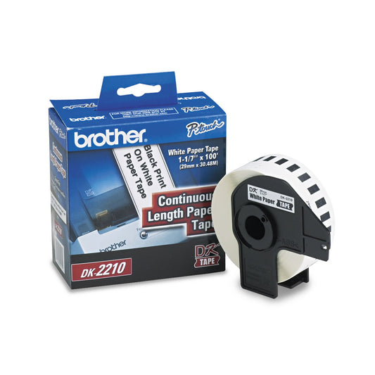 Brother DK-2210 for QL Series Continuous Length Paper Label Roll, 1-1/7-Inch Wide, 4.14x3.96x1.98