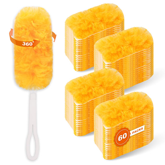 60Pack Duster Refills Compatible with Swiffer Duster,Heavy Duty Multi Surface 360 Microfiber Refills,Unscented Disposable Dusters Kit for Cleaning Dusting Furniture Blind Ceiling Fan(60 Pcs+ 1 Handle)