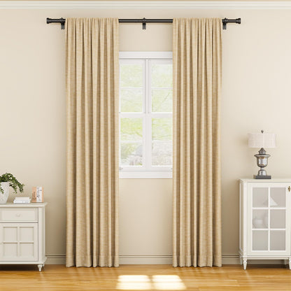 YaFex Curtain Rod 32-84 Inch, Heavy Duty 1 Inch Adjustable Curtain Pole, Black Long Curtains Rods for Window, Modern Design, Easy Installation