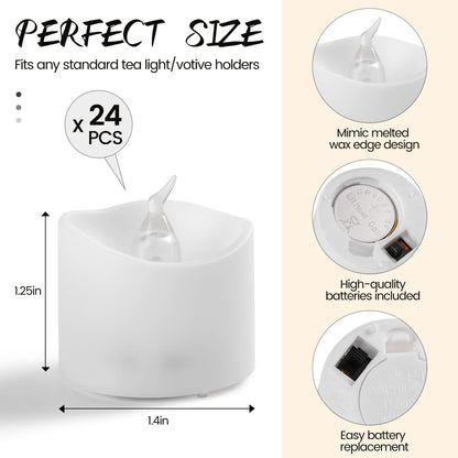 Da by LED Tea Light, Remote Control Tea Light, Electric Flashing Battery Powered LED Candle 1.5" x 1.5" for Wedding Party Halloween Christmas Home Decor 24pcs