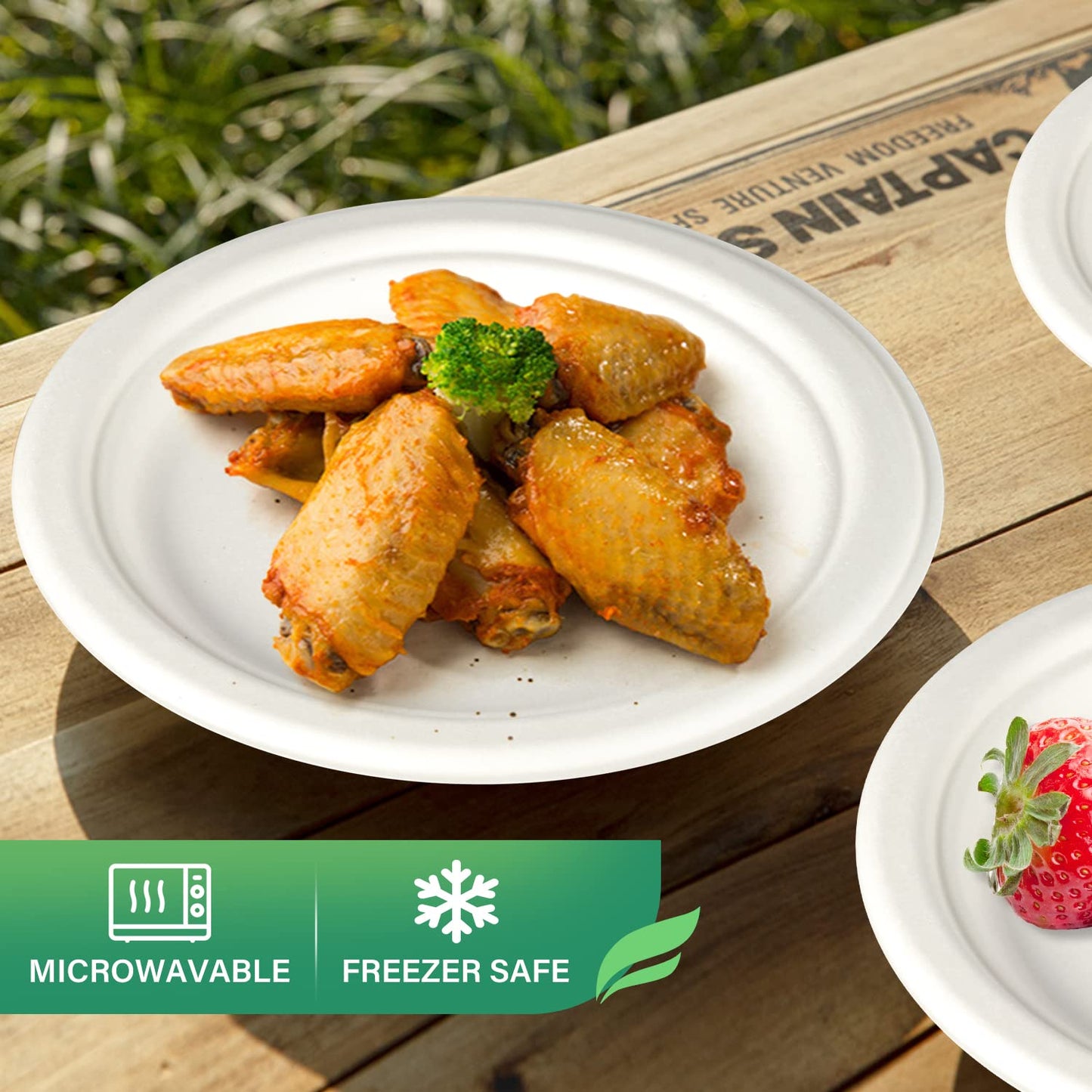 Compostable Disposable Paper Plates, 100pcs 9 Inch White Party Plates Heavy Duty Microwaveable Food Safe BPA Free, for Foodware Events Activities Crafts Projects