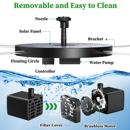 AISITIN 3.5W Solar Fountain, Solar Powered Water Fountain, Easy Setup Solar Fountain Pump for Bird Bath, Outdoor, Garden, Pond, Pool
