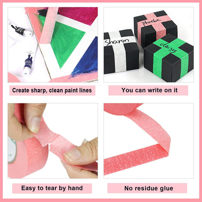 BOMEI PACK 10Rolls Pink Painters Tape, General Purpose Pink Masking Tape 0.75inch x 55yds, for Painting,Labeling,DIY Crafting,Decoration and School Projects, Total 550yds