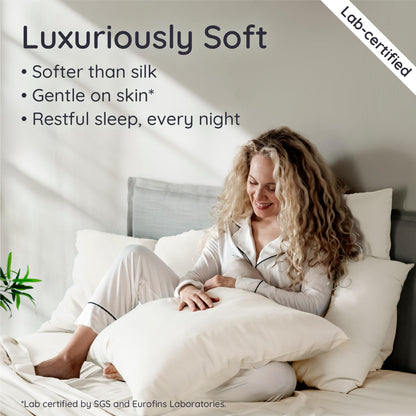 Bambaw 100% Viscose Derived from Bamboo Pillowcase Queen Size – Set of 2 Queen Cooling Pillow Cases for Hot Sleepers with Envelope Closure, Breathable & Super Soft Pillow Cases (Ivory)