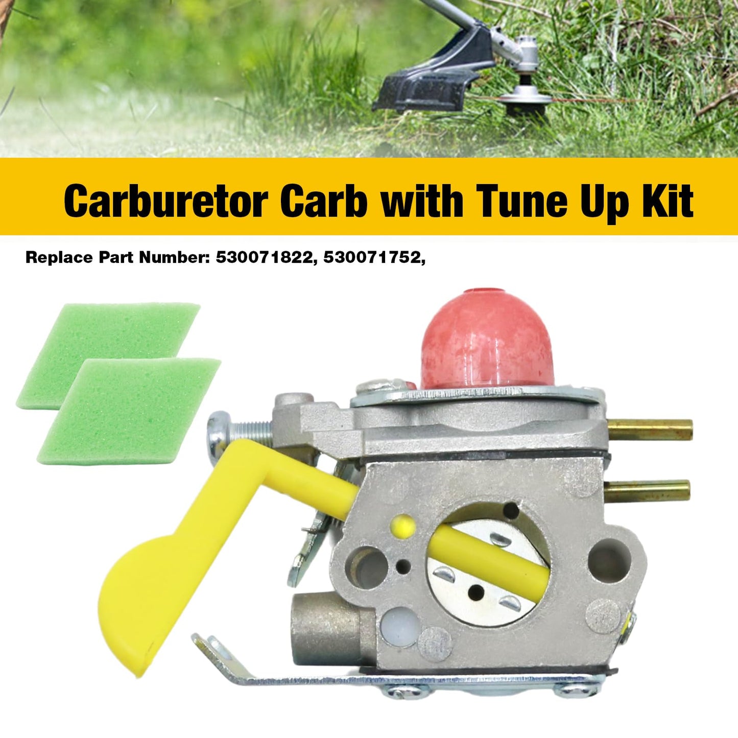 SYOWADA 530071752 Carburetor Tune Up Kit, Replacement for Poulan Weed Eater FL20 FL23 FL25 FL26 FX26 MX550 MX557 P1500 P2500 P3500 Trimmer, Replaces 530071750 530071752