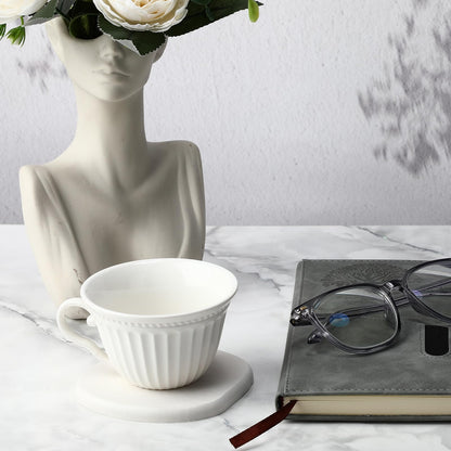 Diatomaceous Earth Coasters Set of 4，Cool Absorbent Quick-Dry Drink Coasters for Desks, Cute Modern Stone Design with Stylish White Aesthetic (White, 8)