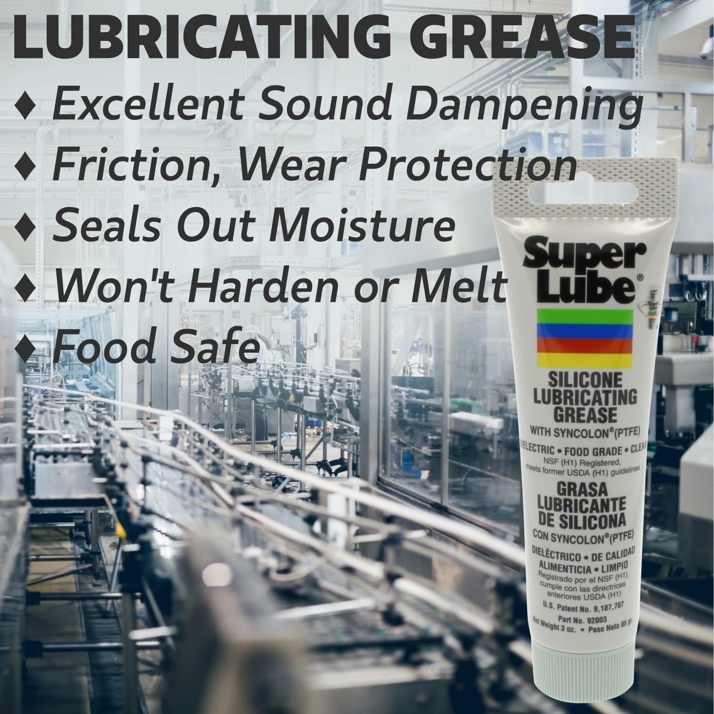 Super Lube 92003 Silicone Lubricating Grease, 3 oz Tube, White